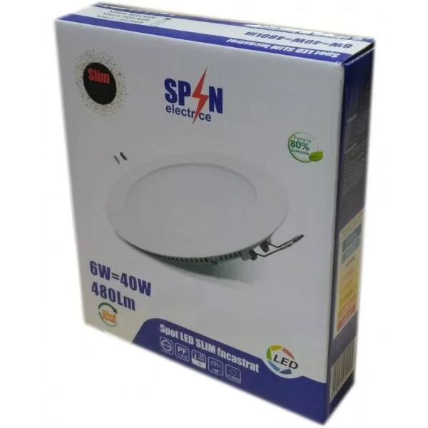 Spot Led Slim Rotund Incastrat 6w fi118 6400k