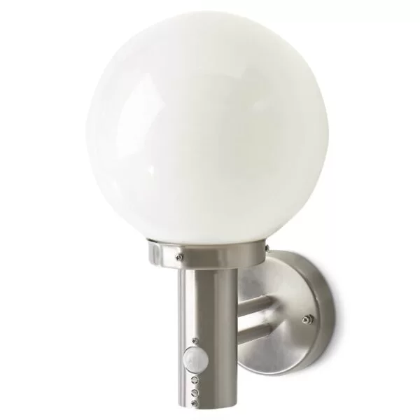 Lampa de Perete Argintie cu Senzor Miscare Ip44