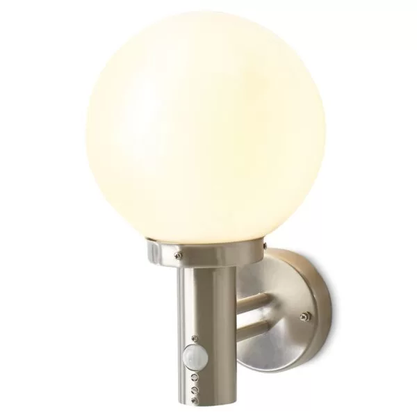 Lampa de Perete Argintie cu Senzor Miscare Ip44