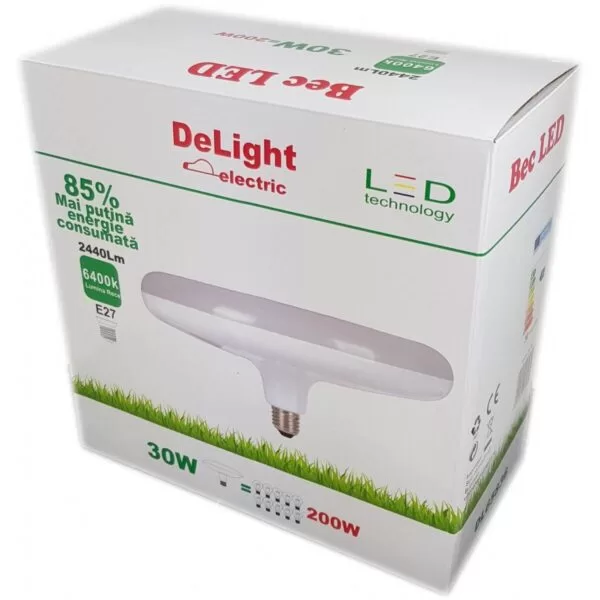 Bec Led UFO E27 30W 220V 6400K Lumina Rece