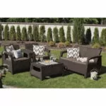 Set mobilier de gradina Corfu - Canapea+doua fotolii+masuta cafea Maro/Gri-Taupe