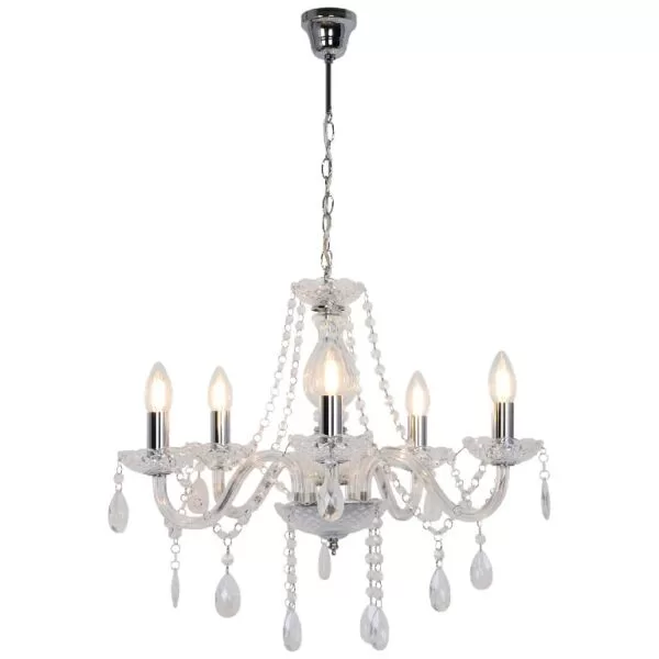 Candelabru lumanare GoodHome Gacruz, transparent, surse 5 x (E14), IP20