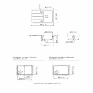 Chiuveta cuart compozit Cook & Lewis, reversibila 86x50 cm