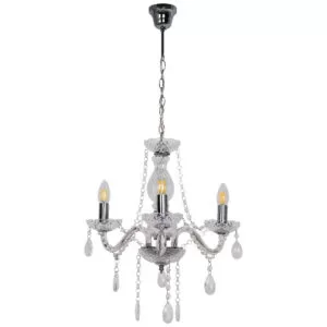 Candelabru lumanare GoodHome Gacruz, transparent, 3xE14, finisaj lucios