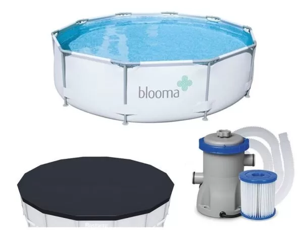 Piscina cu cadru metalic Blooma, 305 x 76 cm, pompa de filtrare apa, 4768 litri