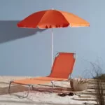 Sezlong de plaja Curacao, portocaliu, 186 x 56 cm