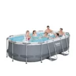 Piscina ovala Bestway Power Steel, 427x250x100 cm, cu scara si pompa filtrare