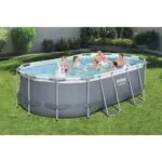 Piscina ovala Bestway Power Steel, 427x250x100 cm, cu scara si pompa filtrare