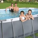 Piscina ovala Bestway Power Steel, 427x250x100 cm, cu scara si pompa filtrare