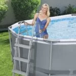 Piscina ovala Bestway Power Steel, 427x250x100 cm, cu scara si pompa filtrare