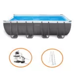 Piscina cu cadru metalic Intex, dreptunghiulara, cu pompa de filtrare si scara, 549 x 274 x 132 cm