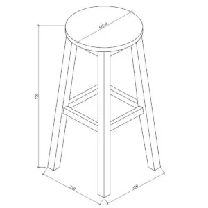 Scaun bar Urban Dovie, 33 x 33 x 77 cm, culoare stejar natur