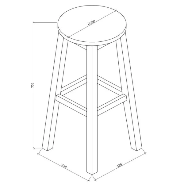 Scaun bar Urban Dovie, 33 x 33 x 77 cm, culoare stejar natur