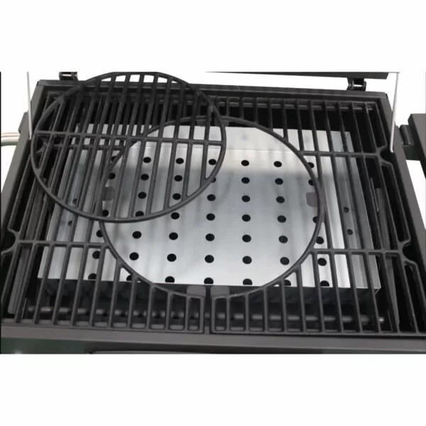 Gratar Memphis cu grill de fonta, cenusar, desfacator de bere si roti, gri, Tarrington House, 114x107x68 cm