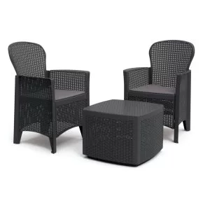 Set Grădină 2 Persoane, Plastic Antracit